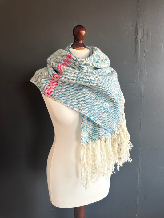 Hand woven single stripe 100% wool shawl
