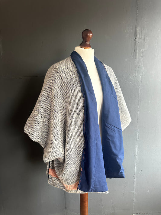 Hand woven wool barge coat