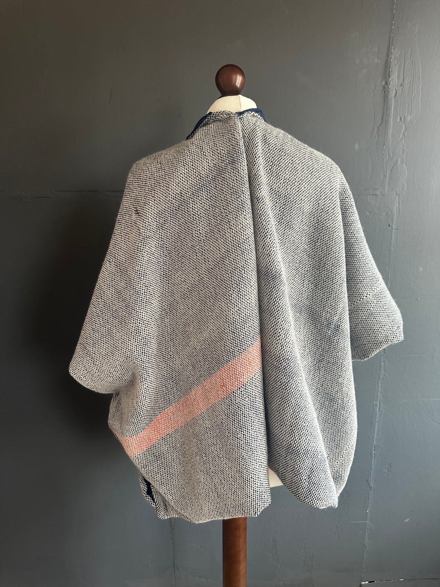 Hand woven wool barge coat